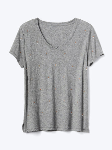 Stud scoop neck tee