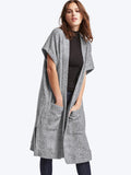 Fleece open-front duster cardigan