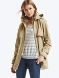 Twill short hooded trench