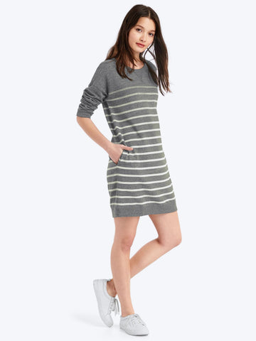 Three-quarter sleeve sweatshirt dress