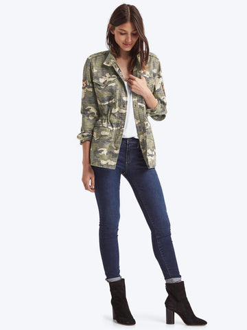 Embroidered camo utility jacket