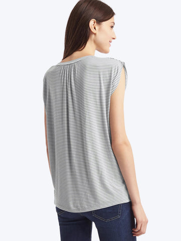 Scoop cap sleeve stripe tee