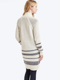 Stripe toggle-front stripe long cardigan