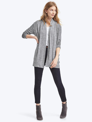 Softspun marled open-front cardigan