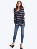 Stripe deep V-neck sweater