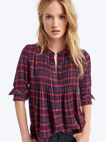 Plaid pintuck popover