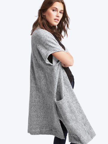 Fleece open-front duster cardigan