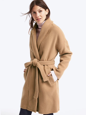 Plush shawl collar coat