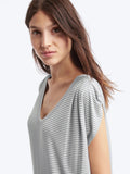 Scoop cap sleeve stripe tee